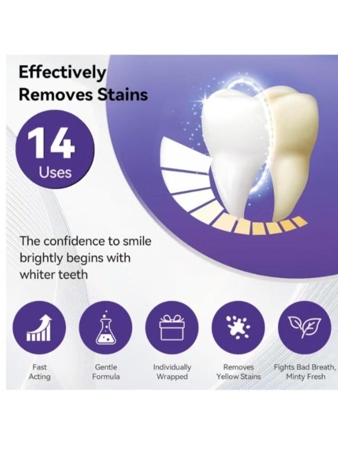 DrDent Purple Teeth Whitening Strips for Sensitive Teeth, Enamel-Safe Color Correcting Tooth Whitener, Effectively Removes Stubborn Stains, Fast Acting & Non-Slip Grip, 14 Strips - Image 2