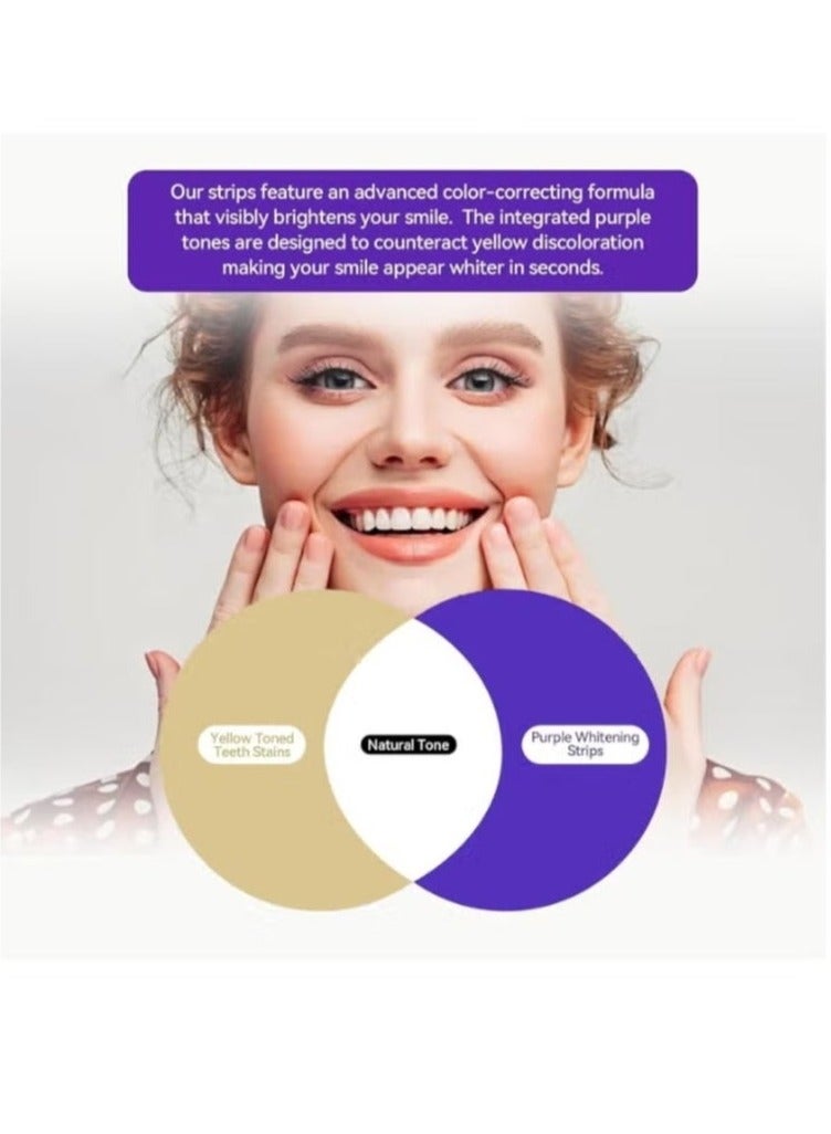 DrDent Purple Teeth Whitening Strips for Sensitive Teeth, Enamel-Safe Color Correcting Tooth Whitener, Effectively Removes Stubborn Stains, Fast Acting & Non-Slip Grip, 14 Strips - Image 3