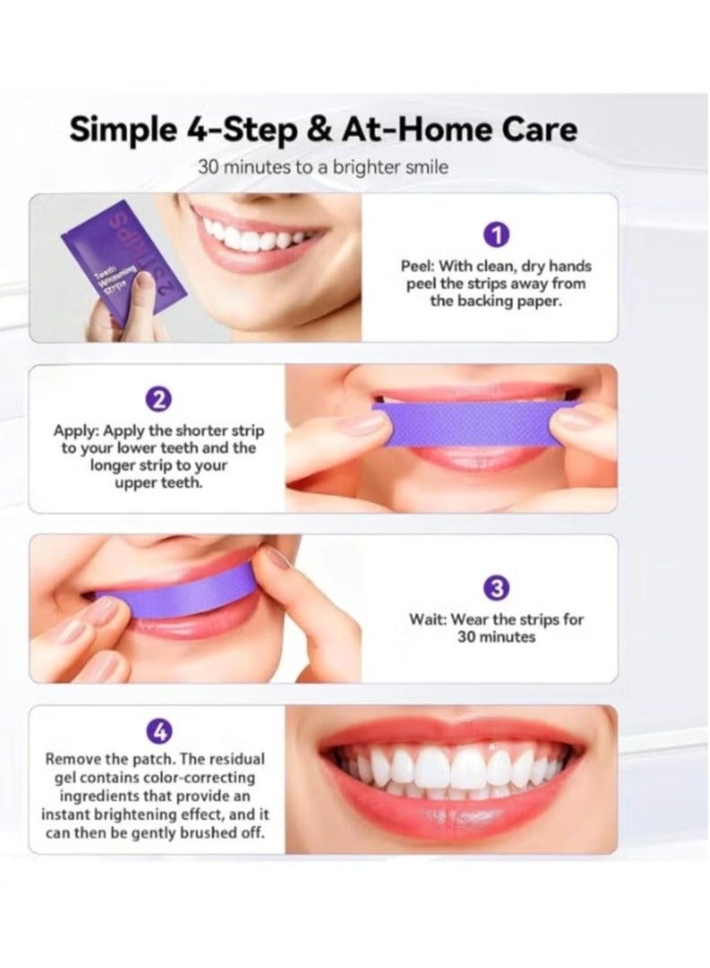 DrDent Purple Teeth Whitening Strips for Sensitive Teeth, Enamel-Safe Color Correcting Tooth Whitener, Effectively Removes Stubborn Stains, Fast Acting & Non-Slip Grip, 14 Strips - Image 4