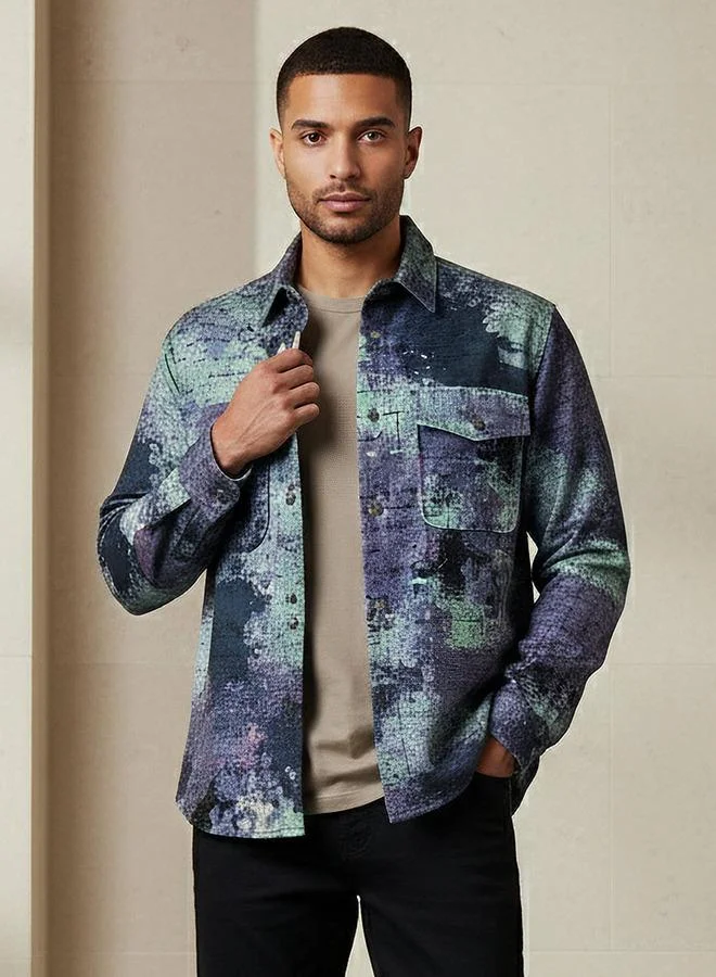 لي كوبر Lee Cooper Men Regular Fit Printed Denim Jacket