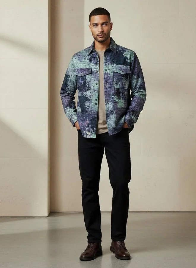 لي كوبر Lee Cooper Men Regular Fit Printed Denim Jacket