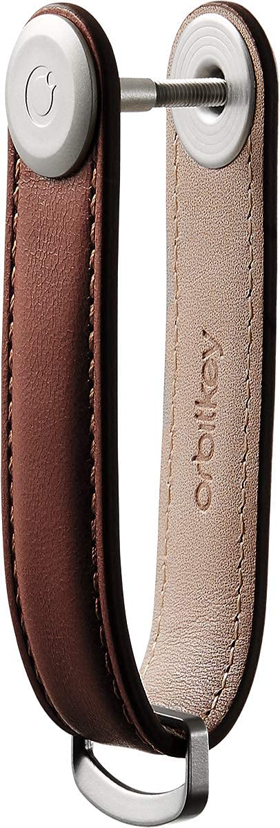 Orbitkey Orbitkey Leather Key Organizer | Durable, Stainless Steel Locking Mechanism, Slim & Quiet Profile | Holds up to 7 Keys, Espresso with Brown Stitching  - Image 2