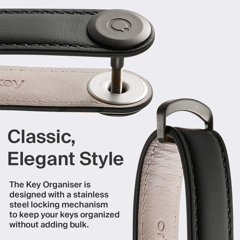 Orbitkey Orbitkey Leather Key Organizer | Durable, Stainless Steel Locking Mechanism, Slim & Quiet Profile | Holds up to 7 Keys, Espresso with Brown Stitching  - Image 5