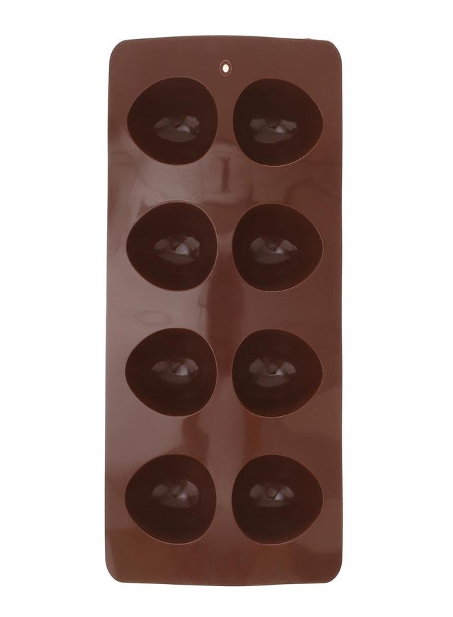 HEALEEP 8 Cavity Easter Egg Silicone Baking Mold Non-Stick Cake Candy Chocolate Mould for Diy Jelly Cupcake Ice Cube Tray 10.6X6.3 Inches - Image 1