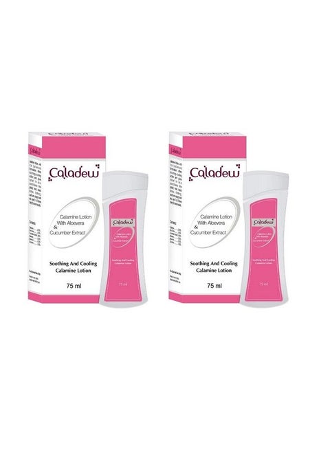 Caladew Calamine Lotion With Aloevera & Cucumber Extract 75Ml : Pack Of 2