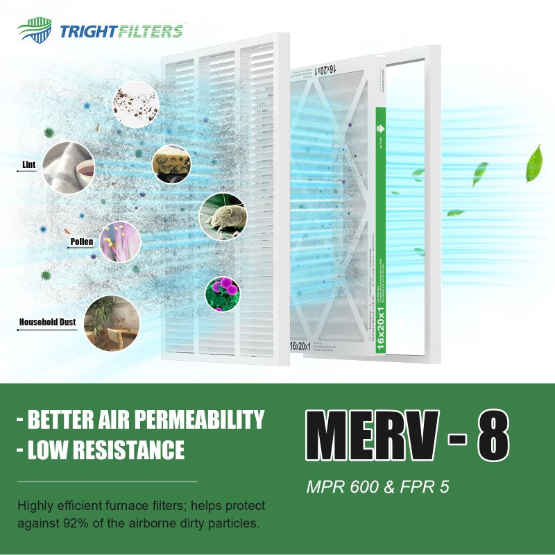 TRIGHTFILTERS 16x20x1 Air Filter 4 Pack, MERV 8 Pleated Dust Defense Air Filters Replacement Air Conditioner HVAC AC Furnace Filter, Durable and Lightweight - Image 5