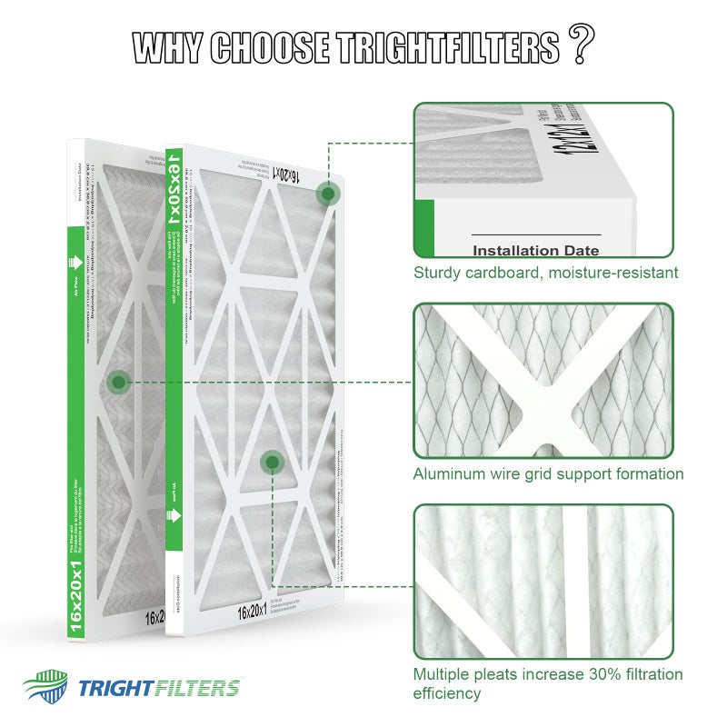 TRIGHTFILTERS 16x20x1 Air Filter 4 Pack, MERV 8 Pleated Dust Defense Air Filters Replacement Air Conditioner HVAC AC Furnace Filter, Durable and Lightweight - Image 4
