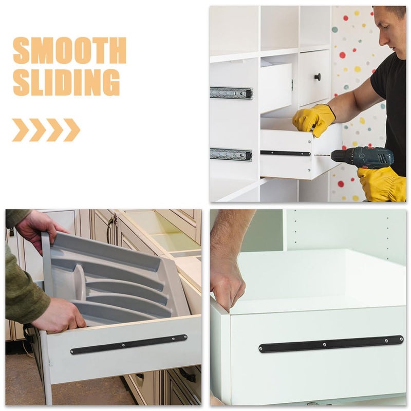 Plastic Bottom Mount Drawer Slides 298mm Length 2 Sets Cabinet Hardware Replacement - Image 4