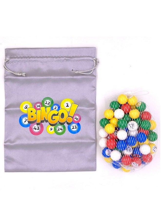 Tapp Collections Multi Color Plastic Bingo Ball Set with Satin Drawstring Bag (Grey Color) - Image 1