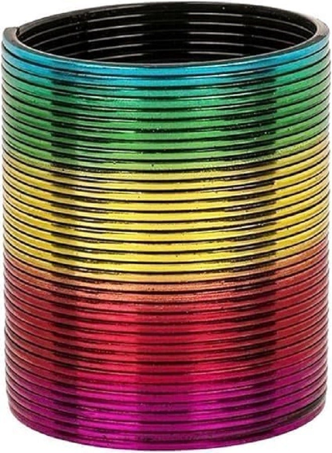A Rainbow Spiral - 5 cm Diameter Stair Hopper Toy, Metal Look