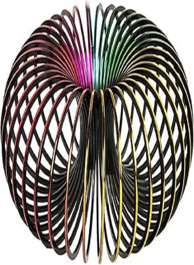 A Rainbow Spiral - 5 cm Diameter Stair Hopper Toy, Metal Look