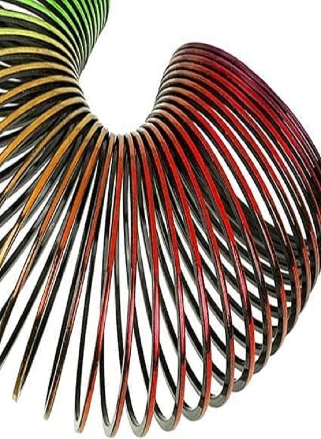 A Rainbow Spiral - 5 cm Diameter Stair Hopper Toy, Metal Look