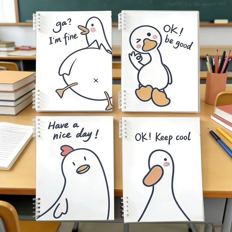 A5 Spiral Notebook 2pcs Funny White Duck Design School Office Gift - Image 4
