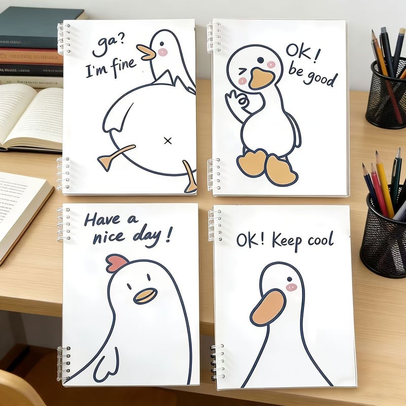 A5 Spiral Notebook 2pcs Funny White Duck Design School Office Gift - Image 3