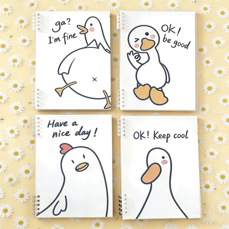 A5 Spiral Notebook 2pcs Funny White Duck Design School Office Gift - Image 1