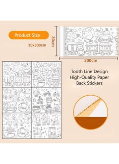 Bebiland Children's Drawing Roll, Coloring Paper Roll for Kids, Drawing Paper Roll DIY Sticky Color Filling Paper, 11.8 * 118 Inches Sticky Drawing Paper Roll (Car collection)  - Image 2