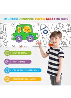 Bebiland Children's Drawing Roll, Coloring Paper Roll for Kids, Drawing Paper Roll DIY Sticky Color Filling Paper, 11.8 * 118 Inches Sticky Drawing Paper Roll (Car collection)  - Image 4