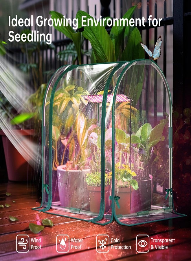 Bstrip Mini Indoor Greenhouse with Grow Lights, 27.2"L X 19.9"W X 27.2"H Desktop Small Greenhouse with Zippered Door and PVC Cover for Seed Starting, 1.6FT 18W Plant Light for Indoor Plants with Timer - Image 2