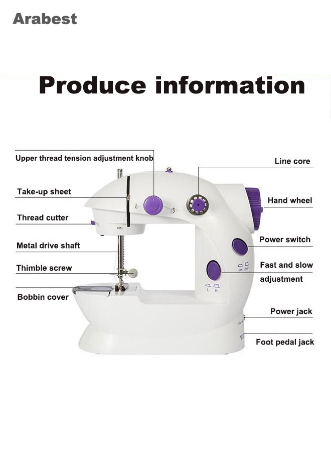 DIY Sewing Machine, Electric Hand Patching Machine, Portable Mini Home Sewing Machine Adjustable Speed with Led Light