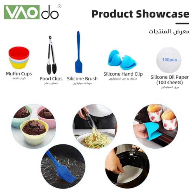 ملحقات مقلاة الهواء 13 قطعة، مجموعة ملحقات مقلاة الهواء العالمية تتضمن صينية كيك غير لاصقة، حصيرة سيليكون، صينية بيتزا، رف خبز، 7 بوصة - Image 2