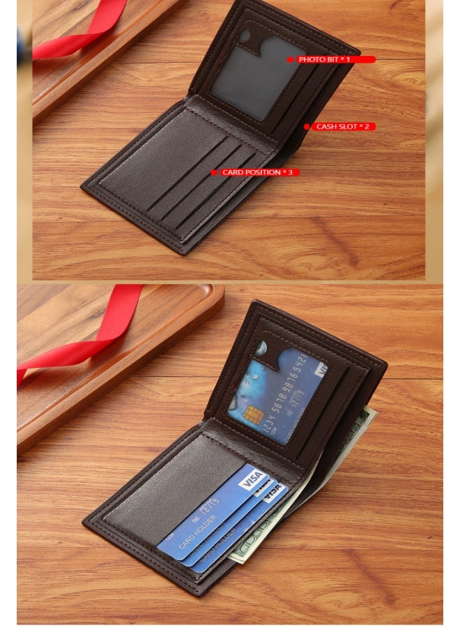 محفظة رجالية قصيرة عصرية، متعددة الوظائف، خفيفة الوزن وصغيرة الحجم، محفظة عملات معدنية مقاومة للاهتراء، لون أسود - Image 4