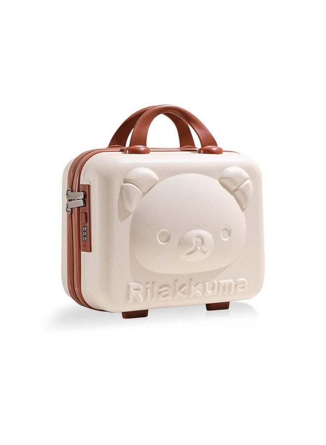 Trady Cosmetic Makeup Travel Case, Water Proof Elastic Band Soft Handle with Zipper Cosmetic Bag Hand Luggage Cosmetic case Mini ABS Carrying Suitcase with Clip-on Function for Women Girl (Cream) - Image 1