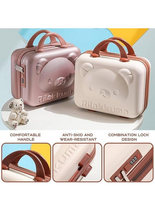 Trady Cosmetic Makeup Travel Case, Water Proof Elastic Band Soft Handle with Zipper Cosmetic Bag Hand Luggage Cosmetic case Mini ABS Carrying Suitcase with Clip-on Function for Women Girl (Cream) - Image 5