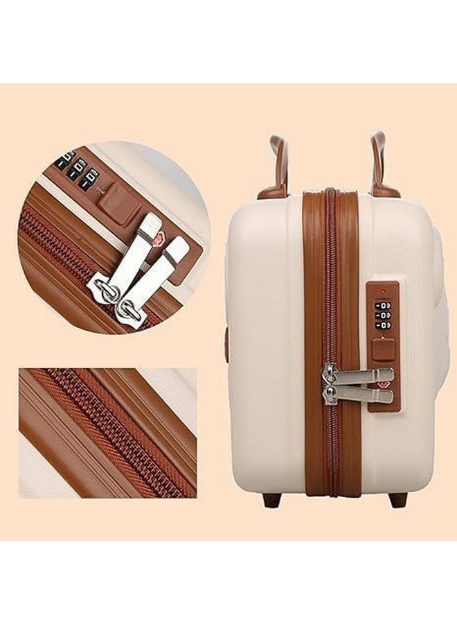 Trady Cosmetic Makeup Travel Case, Water Proof Elastic Band Soft Handle with Zipper Cosmetic Bag Hand Luggage Cosmetic case Mini ABS Carrying Suitcase with Clip-on Function for Women Girl (Cream) - Image 4