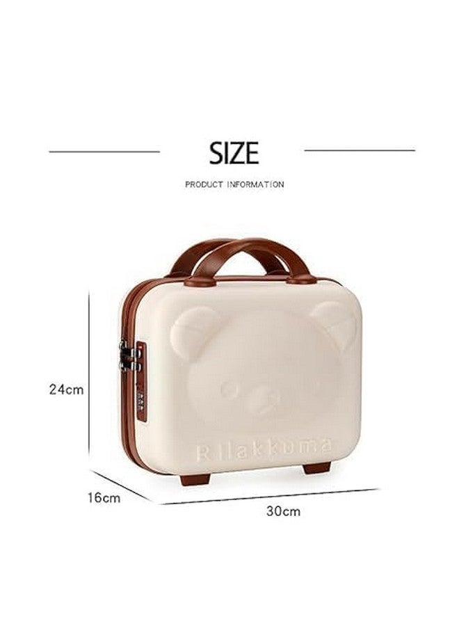 Trady Cosmetic Makeup Travel Case, Water Proof Elastic Band Soft Handle with Zipper Cosmetic Bag Hand Luggage Cosmetic case Mini ABS Carrying Suitcase with Clip-on Function for Women Girl (Cream) - Image 2