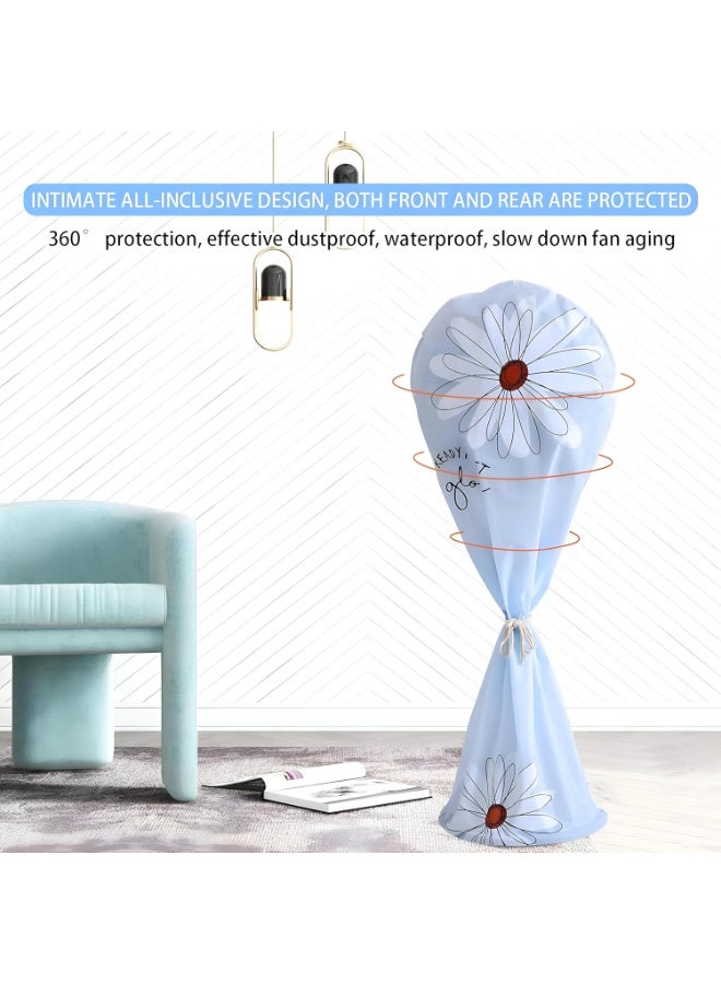 Vertical Fan Dust Cover Waterproof Stand Fan Protector – Washable Reusable Fan Storage Cover with Decorative Pattern for Standing Fan – Dustproof Protective Cover for Floor Fan Storage - Image 3