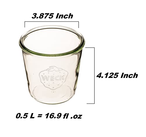 Weck Canning Jars 742-19.6 fl. oz Weck Mold Jars made of Transparent Glass - Eco-Friendly Canning Jar - Food Storage Containers with Lids Airtight - 1/2 Liter Jars Set - Pack of 4 Jars with Lids - Image 2