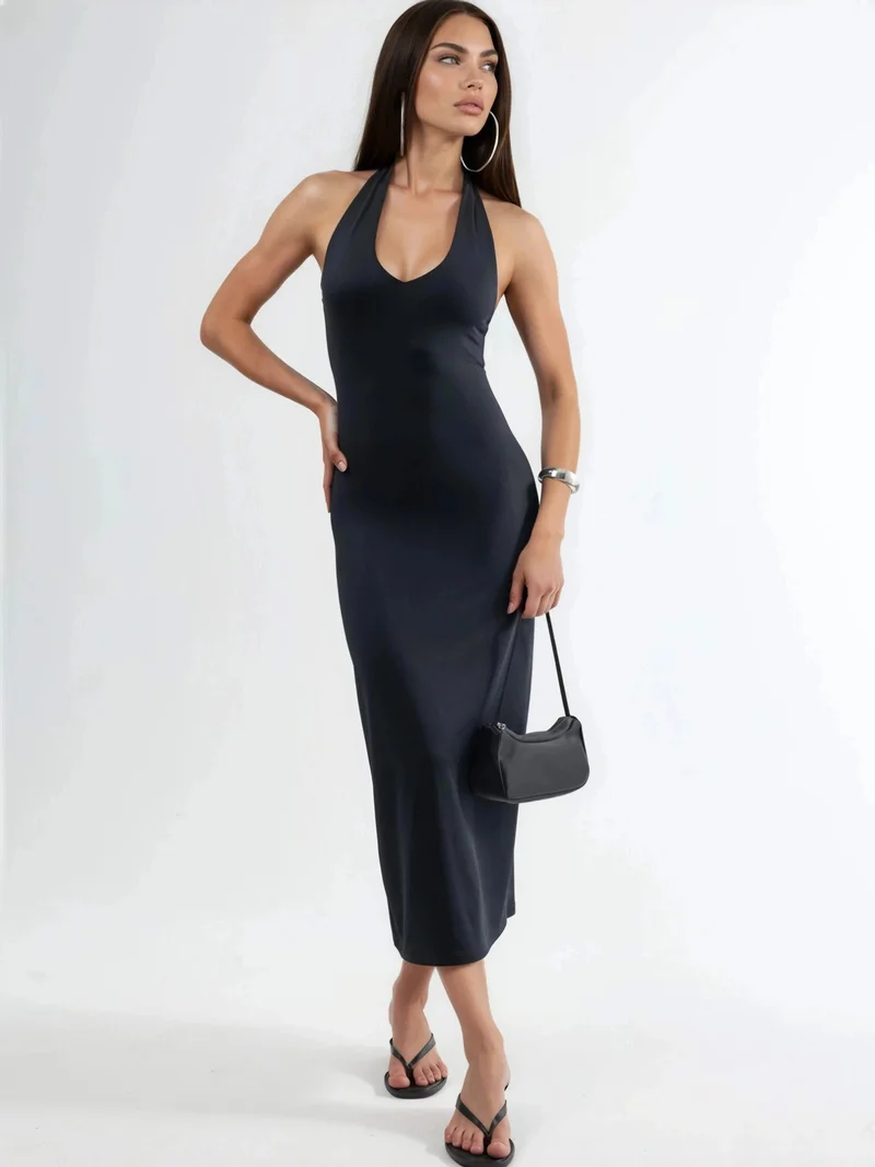 هيكاب Halter Neck Midi Bodycon Dress