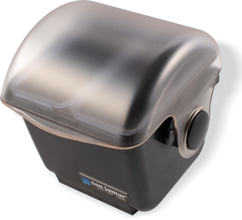 San Jamar Mini Dome Condiment Bar 2 Compartnment with Dome Lid for Kitchen, Bar, And Restaurants, Plastic, 1 Quart, Black - Image 1