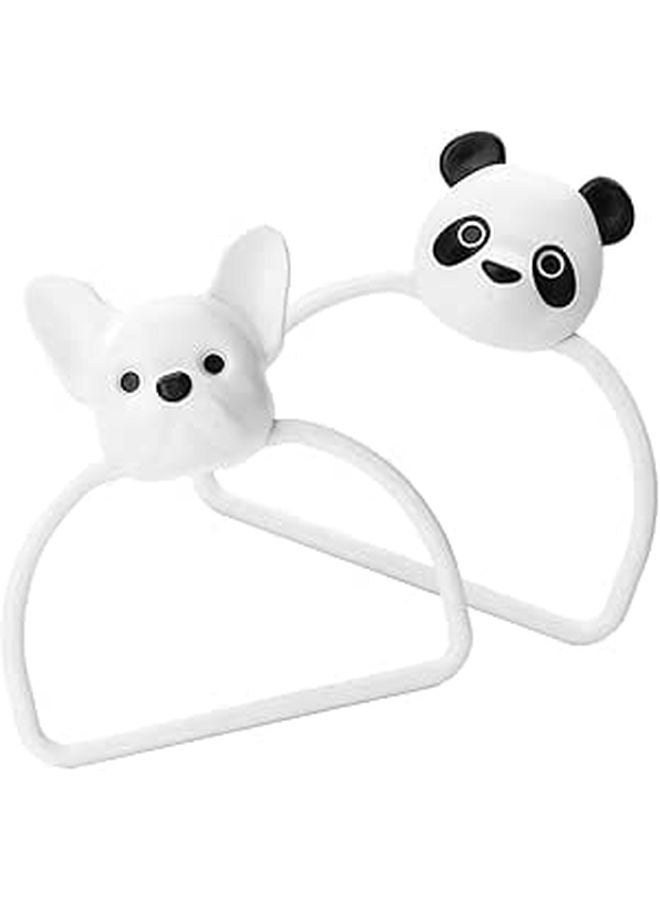 Panda And Puppy Adhesive Towel Rack Set No Drill Wall Mounted 2 Pieces - Image 1