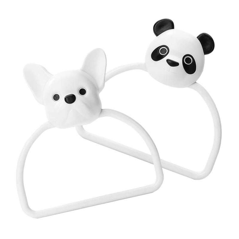 Panda And Puppy Adhesive Towel Rack Set No Drill Wall Mounted 2 Pieces - Image 2