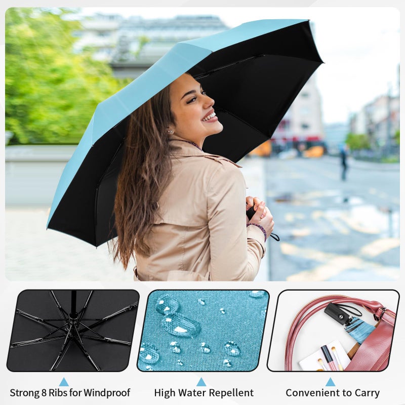 Yoobure Windproof Travel Umbrella - Automatic Umbrellas for Rain, Compact Folding Umbrella with UV Protection, Lightweight Portable Design for Backpack/Walking/Car, Sun & Storm Ready - Image 3