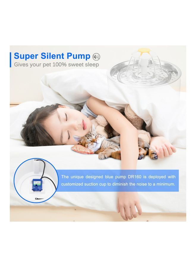 NIBEMINENT Electric Pet Drinking Fountain White/Yellow 2.4L - Image 4