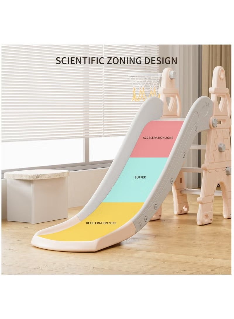 فول جوي زحليقه اطفال 2 في 1 شريحة مع طوق كرة السلة، زحليقه للأطفال الصغار الأولاد والبنات المتسلقين، ألعاب داخلية وخارجية - Image 3