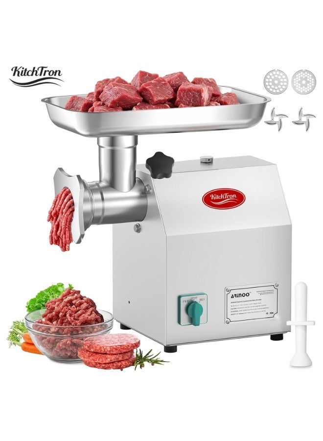 KitchTron #12 Commercial Meat Grinder, Professional Electric Meat Mincer, Heavy Duty Stainless Steel with 2 Blades, for Kitchen ,restaurant, Small-Batch Processing Farms - Image 1