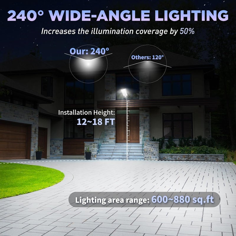 LANGY Solar Street Lights Outdoor,2 Pack Solar Lights Outdoor Waterproof Dusk to Dawn 60000LM 6500K Solar Flood Lights Motion Sensor with Remote Control, Commercial Area Lighting for Outside Parking Lot - Image 5