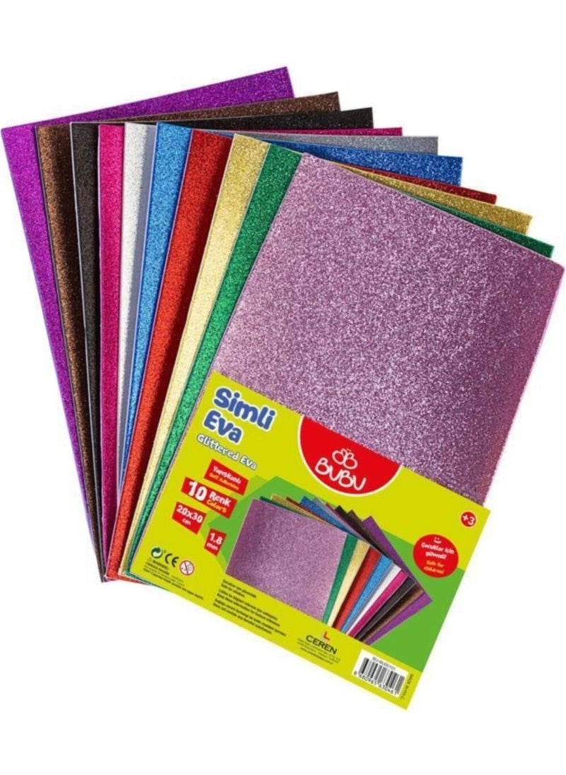 BUBU - Glitter Adhesive Eva 20X30 cm 10 Colors - Image 1