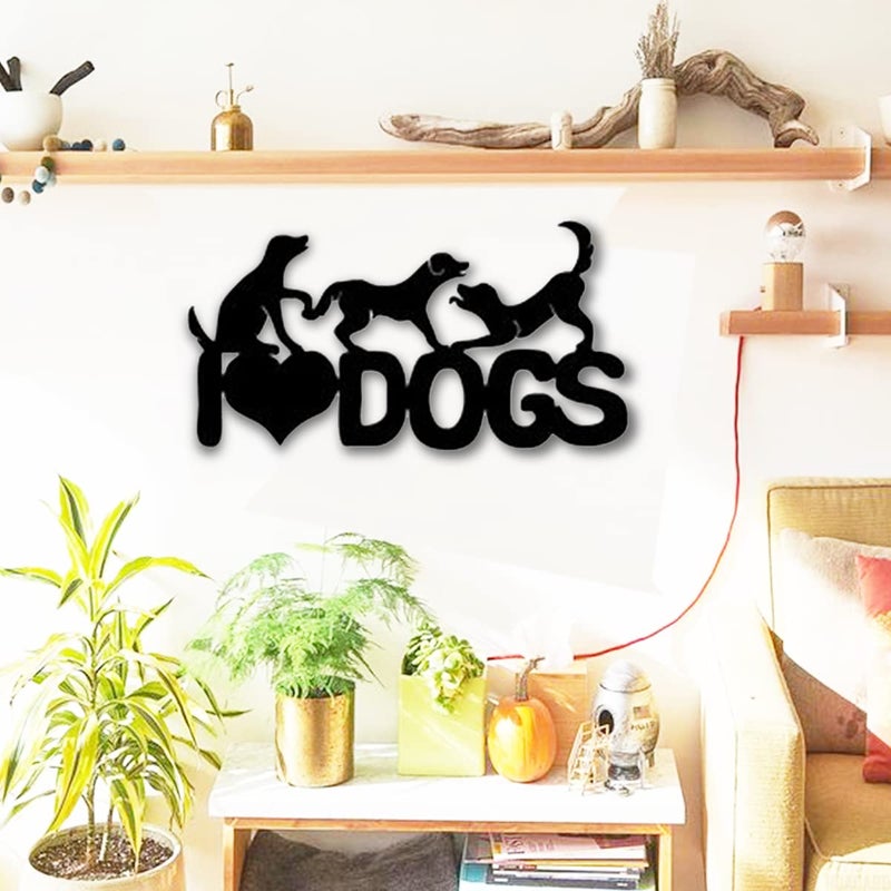 300Sparkles Pet Dog Love Wooden Wall Decor Hanging Frame For Home Living Room Pet House Decorative Item for Dogs Lover Friends and Family Black Style3 - Image 1