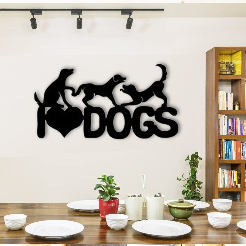 300Sparkles Pet Dog Love Wooden Wall Decor Hanging Frame For Home Living Room Pet House Decorative Item for Dogs Lover Friends and Family Black Style3 - Image 3