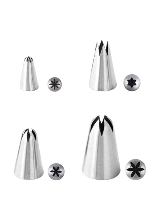 4-Piece Cake Decorating Piping Nozzle Set Silver 30 Millimeter, 25 Millimeter, 18  - Image 1