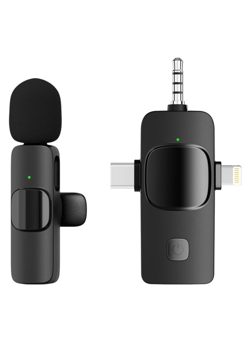 DUSALA Wireless Lavalier Microphone 3 in 1 for iPhone iPad USB C Smartphone Computer Camera, Plug and Play Intelligent Noise Reduction Mini Mic for Vlog YouTube TikTok Live Streaming (1 MIC) - Image 1