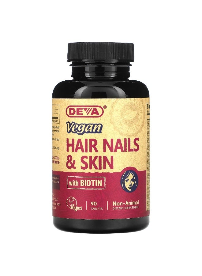Deva, Vegan Hair Nails & Skin with Biotin, 90 Tablets (Packaging may vary) - Image 1