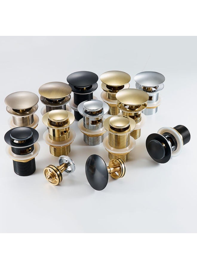 European-Style All-Copper Pop-Up Drain Head – 40mm Full Thread Brass Waste Coupling for Glass, Tabletop & Under-Counter Wash Basins, Gold Plated with Large Head - Image 3