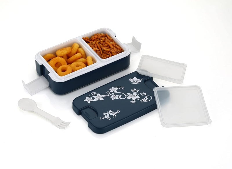 KBS Lunch Box Air Tight Tiffin Box for Kids School Food Storage Box Two Compartmen with Spoon Snap Lock - Image 1
