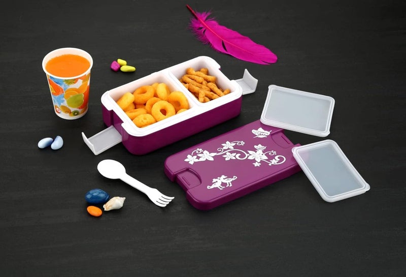 KBS Lunch Box Air Tight Tiffin Box for Kids School Food Storage Box Two Compartmen with Spoon Snap Lock - Image 4