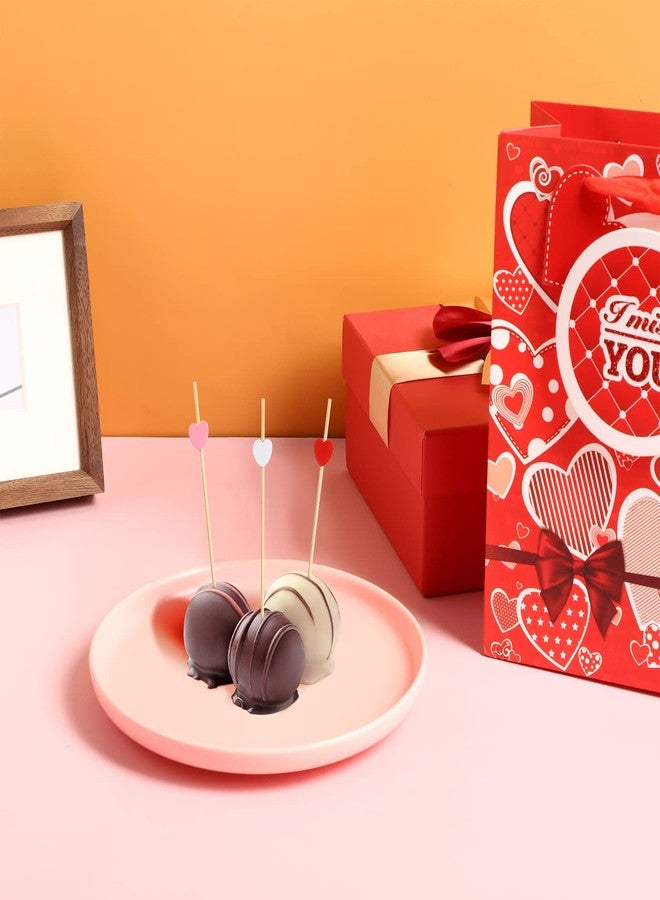 Romooa 300 Counts Toothpicks for Appetizers Bamboo Cocktail Picks Heart Shaped Food Picks Red Pink White Cocktail Skewers 4.7 Inch Long Fruit Skewers Barbecue Skewers for Home Restaurant Buffet Party - Image 4